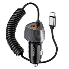 코시 51W PD + QC3.0 C타입 스프링 케이블 시거잭 초고속 차량용 충전기, CGR4140AT, 블랙 블랙, CGR4140AT