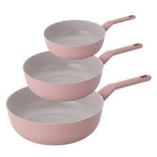 라체나 인덕션 세라믹 코팅 궁중팬 3종 세트, 핑크, 1세트, 궁중팬 22cm, 28cm, 32cm