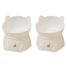 DING DONG PET 寵物圓滾滾高斜碗型餐具, 2個, 白色