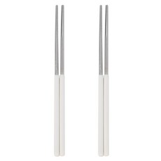 이지실리 컬러 실리콘 핸들 스텐304 진공 젓가락, 화이트, 2개, 단품
