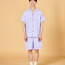 모던하우스 버터샵 시원한 시어서커 라벤더체크 파자마 상하의 세트
