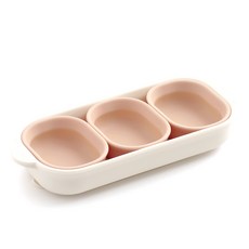 탁가온 유아용 123 실리콘 토핑볼 3p + 1구 식판 세트, 베이지핑크(토핑볼), 아이보리(식판), 1세트, 토핑볼 3p + 식판