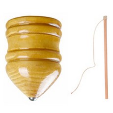 木質陀螺 9cm 棕色+鞭桿組, 1組