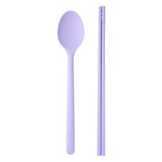 르리에 실리콘 수저 세트, 퍼플, 1세트, 숟가락 + 젓가락