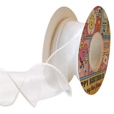 프리미엄 샤 쉬폰 오간디 리본 4cm, 화이트, 1개, 9m 화이트, 1개, 9m
