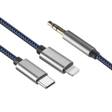 Coms 스테레오 변환 케이블 iOS 8Pin C타입 AUX 3극 stereo 3.5 8핀 USB-C Type-C IH739, 1개
