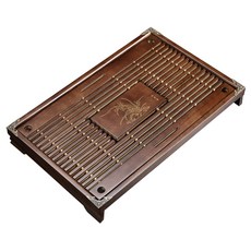 蘭香 抽屜茶盤 附蓄水盤 木製 43cm x 28cm, 棕色 蘭香, 1個