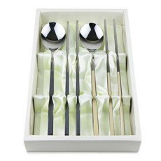 키친이레 디럭스 슬림 컬러 고급 304 스텐 선물용 수저세트, 베이지 + 그레이, 1세트, 숟가락2p+젓가락2벌 베이지 + 그레이, 1세트, 숟가락2p+젓가락2벌