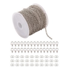 Khohimo DIY鍊條線+O型環+鎖扣項鍊手鍊製作配件輔助材料組 4W336, 1組, 銀