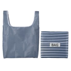뷰레이터닷컴 아론 포켓 에코 접이식 시장가방 10 x10 cm, 네이비 + 화이트스트라이프, 2개