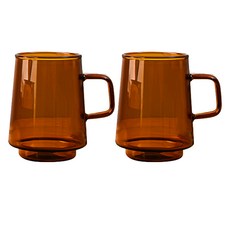 칼딘 세도나 내열유리 커피 머그 컵 340ml, 엠버, 2개