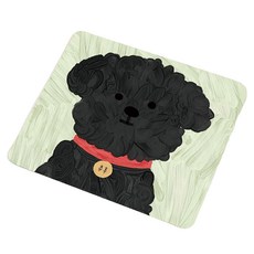 Moneyfull防滑生活防水可愛高彈力滑鼠墊, 黑色貴賓犬, 1個