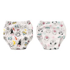 bebehome 日系6層紗學習褲 Set, 純棉紗布+TPU防水布+毛巾布, 尺寸100, 100碼, 1組, 太空，小熊