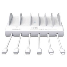 로이직 초고속 PPS PD 6포트 멀티충전기 RZ-615 화이트 + C타입 케이블 4p + 8핀 케이블 2p 세트, 1세트 1세트