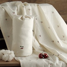 SHIMOYAMA 嬰幼兒棉紗蓋毯 附收納袋, 櫻桃印花