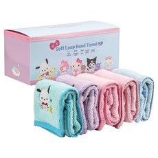 LiLFANT 三麗鷗角色柔軟掛式擦手巾 5件組, 1組, Hello Kitty+Kuromi+帕恰狗+Cinnamoroll+My Melody