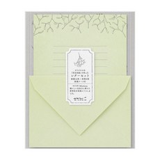 日本MIDORI花色和紙信紙組綠色 - 優質日系信紙信封套裝，清新花色設計，享受細膩和紙書寫體驗, 綠色, 1組