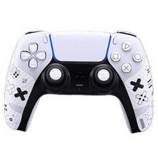 HOHOO PS5客製化防滑黏貼手把控制器 白色, 雙重感知, 1個