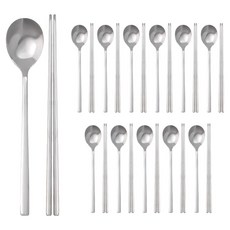 라온누리 국내생산 베이직 한식 수저세트, 12세트, 숟가락 12p + 젓가락 12p