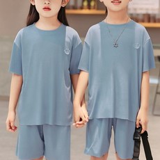 woojooi Hey June兒童款高年級剪裁圓領涼爽短袖室內服上下套裝