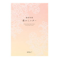 日本MIDORI薄紗越前和紙信紙 A5花卉信箋套裝組, 花卉, 1組