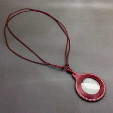 보마리 목걸이 가죽 커버 휴대용 돋보기 버건디, 1개 1개