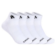 Descente 男款運動磨毛腳背Logo短襪, 4個, 白色