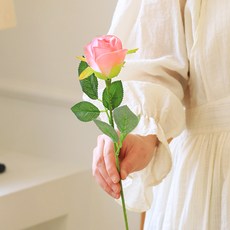 센트바스켓 조화 샤만로즈 실크플라워 장미, 연핑크, 1개 연핑크, 1개