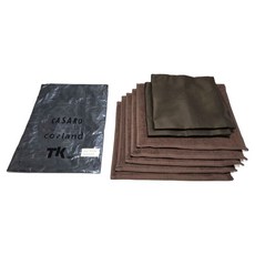 咖啡師實習圍裙 半+亞麻 2入+純棉抹布 5入組 A2, 2套, 黑色（圍裙）、棕色（亞麻布、抹布）