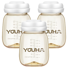 YOUHA 優合 PPSU 寬口儲乳瓶 210ml 三入組 (母乳儲存、寬口設計、PPSU材質), 3個