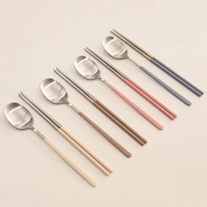 DALPAENGI LIVING CUISINE DE MAMAN 純淨餐具組 4人用, 湯匙筷子套裝, 混色, 湯匙 4支 + 筷子 4雙, 1組, 混和顏色