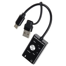 Comsmart USB Type C Type A音訊轉換器 2in1多功能聲卡 外接式, 1個, TB568