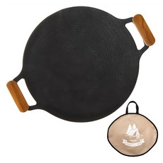 Tamsaa 木柄平底燒烤盤 附專用收納包 33cm - 舒適木柄、均勻受熱、方便攜帶, 1個