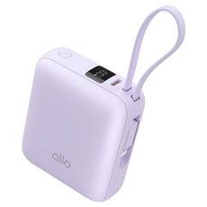 알로코리아 포켓 미니 2in1 고속충전 케이블 일체형 10000mAh 보조배터리 C타입 8핀 1008PD, 라벤더 밀크, 알로1008PD