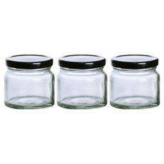 원형 밀폐 유리용기 120ml 3p + 블랙캡 3p 세트, 1세트 1세트