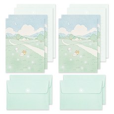 대시앤도트 보드리 미니 레터 편지지 8p + 봉투 4p 세트, 02 그린 아워, 1세트