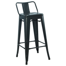 E-home Myth密斯工業風金屬低背吧檯椅 座高66cm NKC017C-blk 黑色, 工業風設計，堅固耐用, 1個