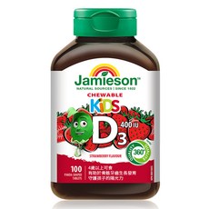 Jamieson 健美生 小熊造型維生素D3咀嚼錠 草莓風味 1.4g, 1罐, 100顆