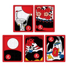 預防失智症花牌五光拼圖 35片 5種+收納用拉鍊袋+底圖組, 1套, 35件, 混色