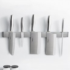 好物良品 304不鏽鋼免打孔壁掛式廚房用具磁吸刀架 30cm, 1個, 銀色