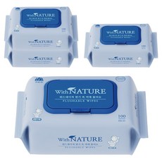 With Nature 馬桶全包式濕紙巾 蓋型, 4套, 100張, 70g