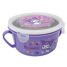 Sanrio 三麗鷗 酷洛米不鏽鋼雙耳碗 450ml 兒童學習碗 雙耳設計, 1個, 紫色