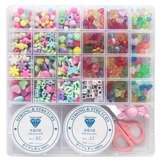 DIY珠子工藝 淡色+透明+螢光 24種組, 1套, 混色