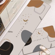 LZQ 矽藻土廚房吸水防油腳踏墊2件組, 莫蘭迪D款