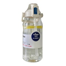 DODGE 道奇 Tritan 戶外防摔彈蓋吸管運動水壺, 1.5L, 1個, 白色