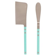Bogen Brisa餐具緞面起司刀+奶油刀組, 1套, 薄荷藍