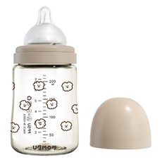 유비맘 시그니처 PPSU 배앓이방지 젖병 + 젖꼭지 세트, 초코, 1개, 200ml