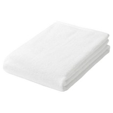 MUJI 無印良品 棉圈絨雙線織浴巾 可吊掛, 柔白色, 1條