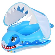 SUNNYWATER 幼兒用鯊魚遮陽浮圈, 1個, 藍色