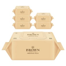 브라운 오리지널 플러스 저자극 엠보싱 아기물티슈 캡형, 55g, 80개입, 6개